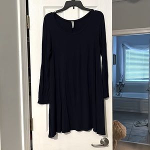 Navy blue long-sleeve t-shirt dress